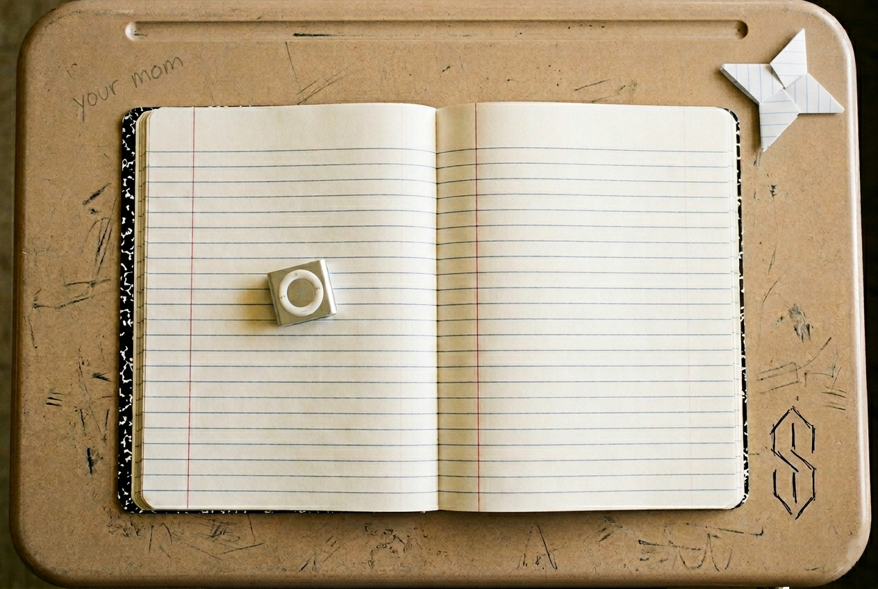 notebook on school desk